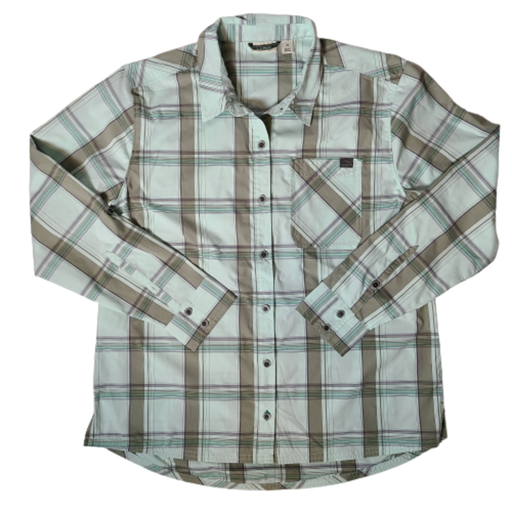 LL Bean Blue Gray Purple Plaid Everyday SunSmart® Woven Shirt Long-Sleeve